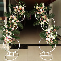 Lofaris 1.6X3Ft White Floral Display Metal Round Wedding Arch