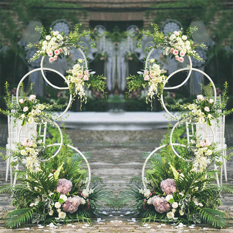 Lofaris 1.6X3Ft White Floral Display Metal Round Wedding Arch