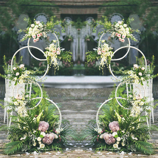 Lofaris 1.6X3Ft White Floral Display Metal Round Wedding Arch