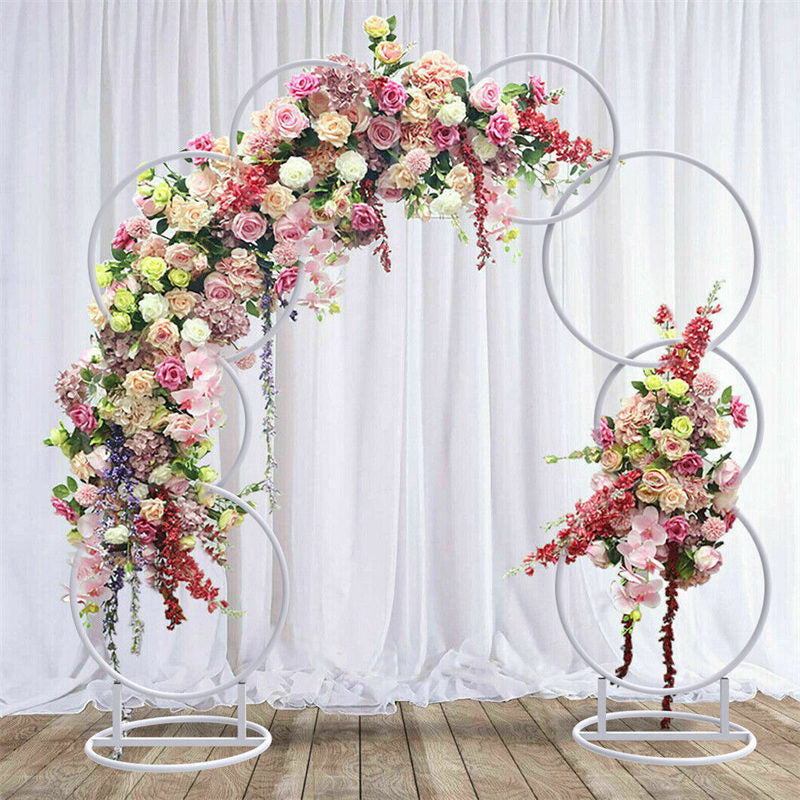 Lofaris 1.6X3Ft White Floral Display Metal Round Wedding Arch