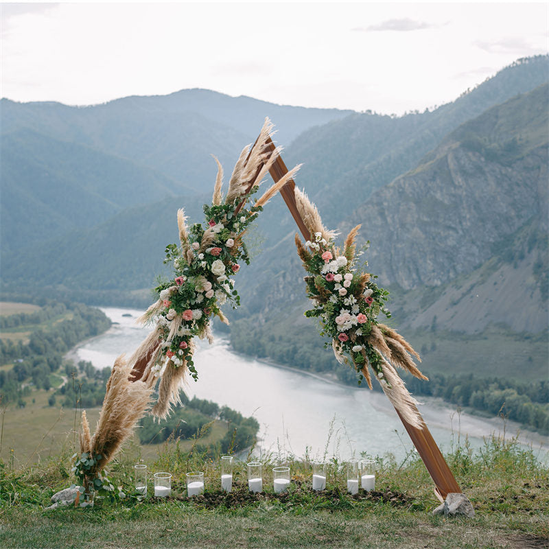 Lofaris 10.2Ft Tall Deep Wooden Triangle Floral Wedding Arch