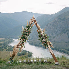 Lofaris 10.2Ft Tall Deep Wooden Triangle Floral Wedding Arch