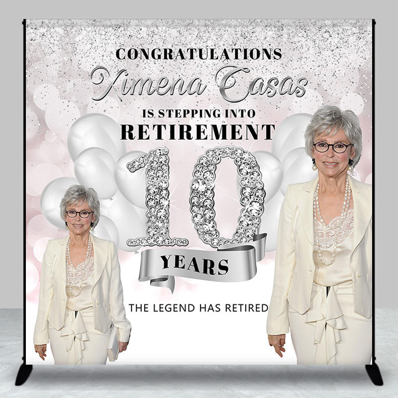 Lofaris 10 Years Retirement Personalized Photo Backdrop