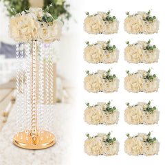 Lofaris 10Pcs Champagne Artificial Rose Flowers For Wedding