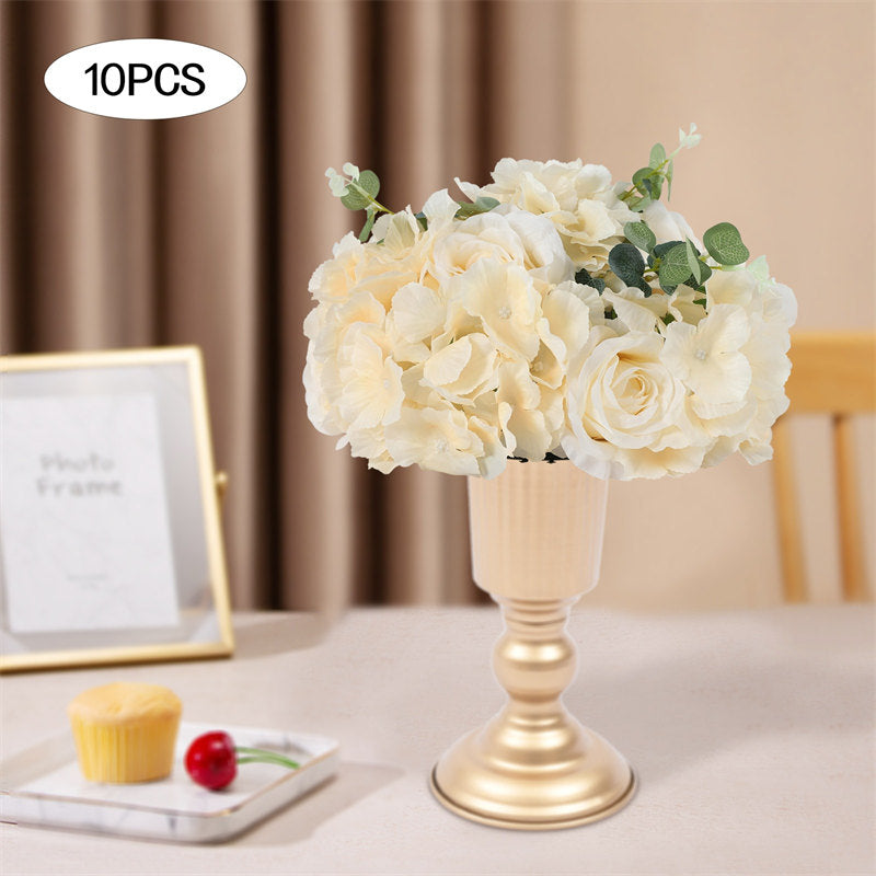 Lofaris 10Pcs Champagne Artificial Rose Flowers For Wedding