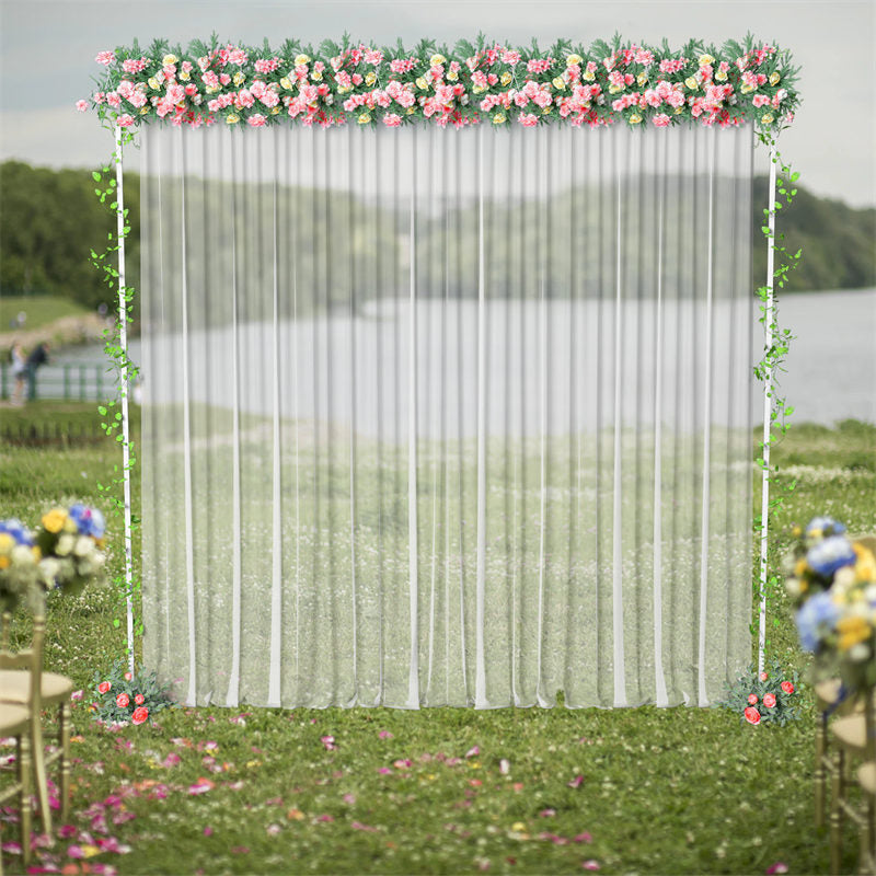 Lofaris 10X10Ft Ajustable White Curtain Wedding Arch Stand