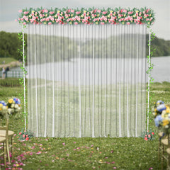 Lofaris 10X10Ft Ajustable White Curtain Wedding Arch Stand