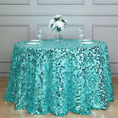 Lofaris 120 Inch Premium Seamless Big Payette Sequin Tablecloth