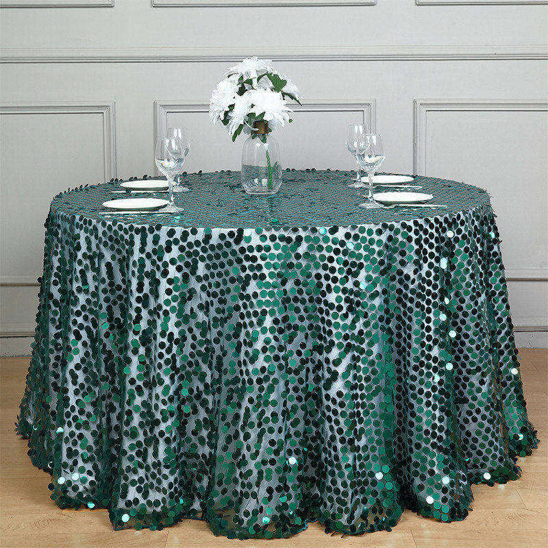 Lofaris 120 Inch Premium Seamless Big Payette Sequin Tablecloth