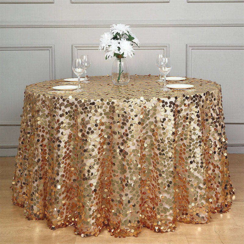 Lofaris 120 Inch Premium Seamless Big Payette Sequin Tablecloth