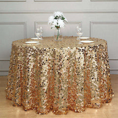 Lofaris 120 Inch Premium Seamless Big Payette Sequin Tablecloth