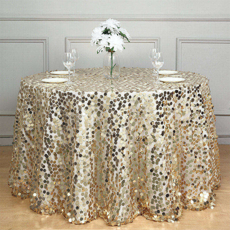 Lofaris 120 Inch Premium Seamless Big Payette Sequin Tablecloth