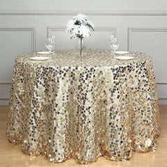 Lofaris 120 Inch Premium Seamless Big Payette Sequin Tablecloth