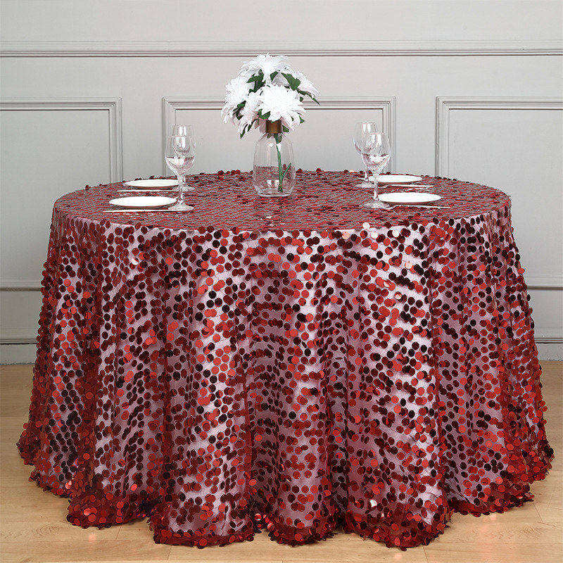 Lofaris 120 Inch Premium Seamless Big Payette Sequin Tablecloth