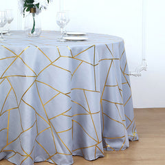 Lofaris 120 Inch Round Polyester Tablecloth With Gold Foil