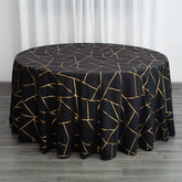 Lofaris 120 Inch Round Polyester Tablecloth With Gold Foil
