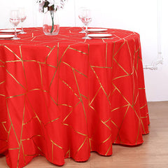 Lofaris 120 Inch Round Polyester Tablecloth With Gold Foil