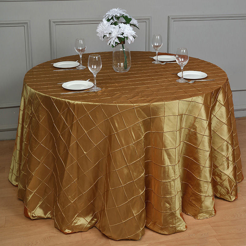 Lofaris 120 Inch Stylish Pintuck Round Seamless Tablecloth