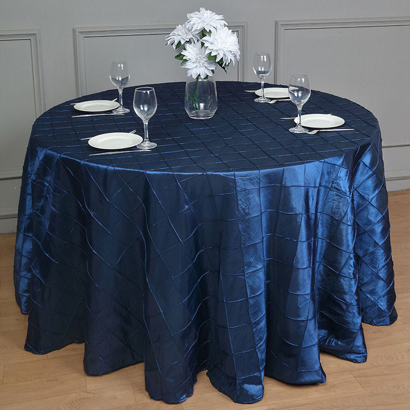 Lofaris 120 Inch Stylish Pintuck Round Seamless Tablecloth