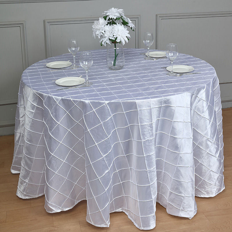 Lofaris 120 Inch Stylish Pintuck Round Seamless Tablecloth