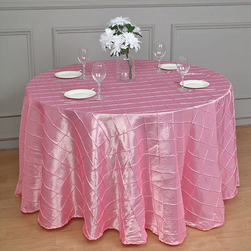 Lofaris 120 Inch Stylish Pintuck Round Seamless Tablecloth