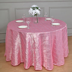 Lofaris 120 Inch Stylish Pintuck Round Seamless Tablecloth