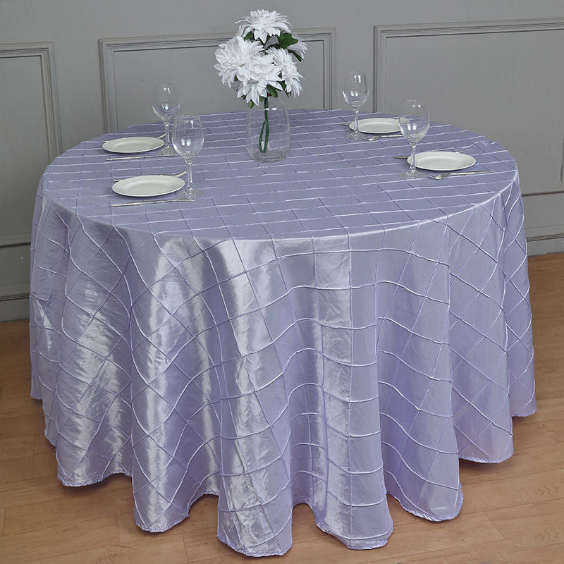 Lofaris 120 Inch Stylish Pintuck Round Seamless Tablecloth