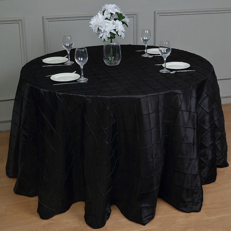 Lofaris 120 Inch Stylish Pintuck Round Seamless Tablecloth
