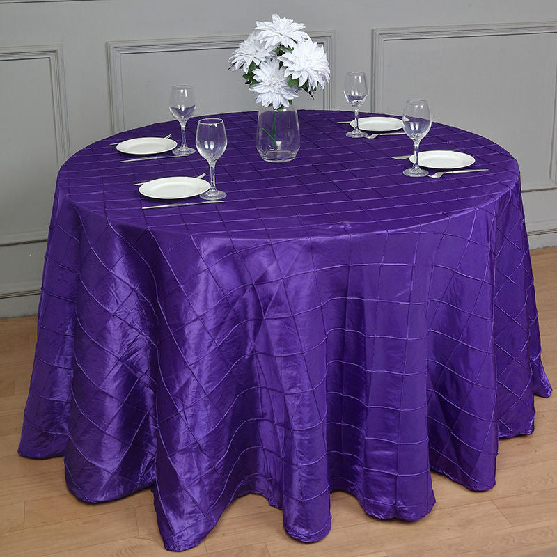 Lofaris 120 Inch Stylish Pintuck Round Seamless Tablecloth