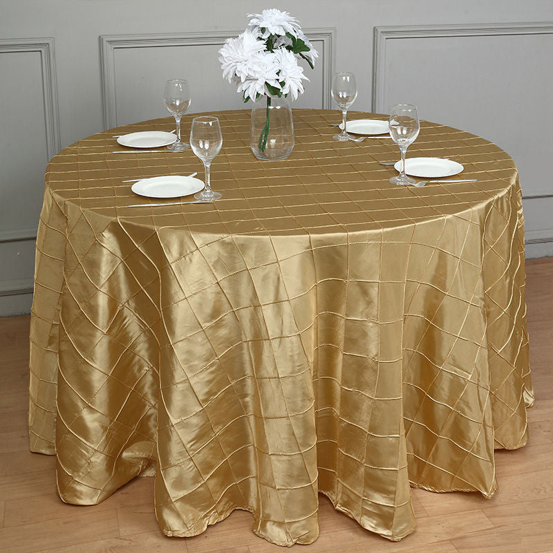 Lofaris 120 Inch Stylish Pintuck Round Seamless Tablecloth