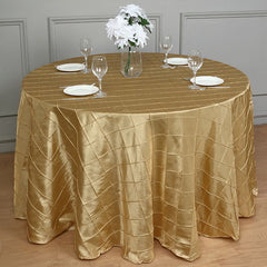 Lofaris 120 Inch Stylish Pintuck Round Seamless Tablecloth