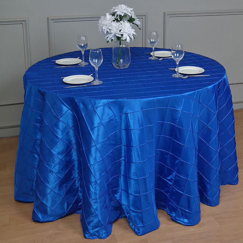 Lofaris 120 Inch Stylish Pintuck Round Seamless Tablecloth