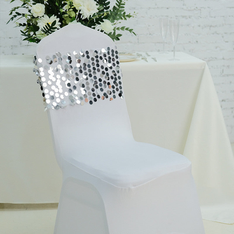 Lofaris 13X10 Inch Gold Big Payette Sequin Chair Sash Bands