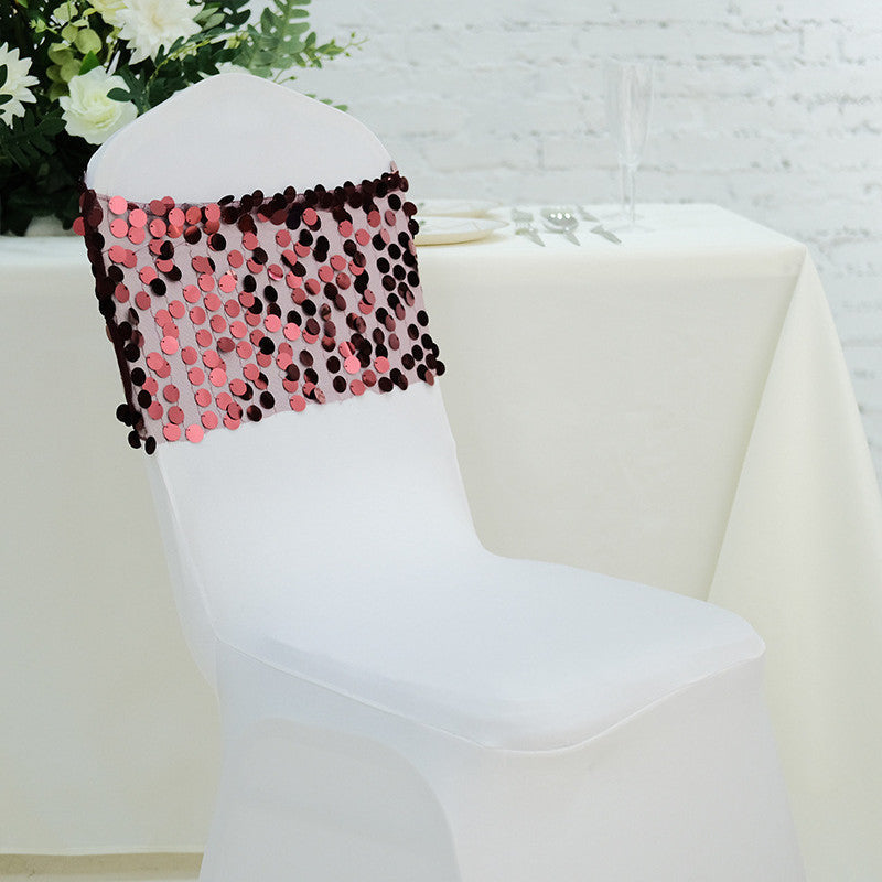 Lofaris 13X10 Inch Gold Big Payette Sequin Chair Sash Bands