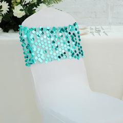 Lofaris 13X10 Inch Gold Big Payette Sequin Chair Sash Bands