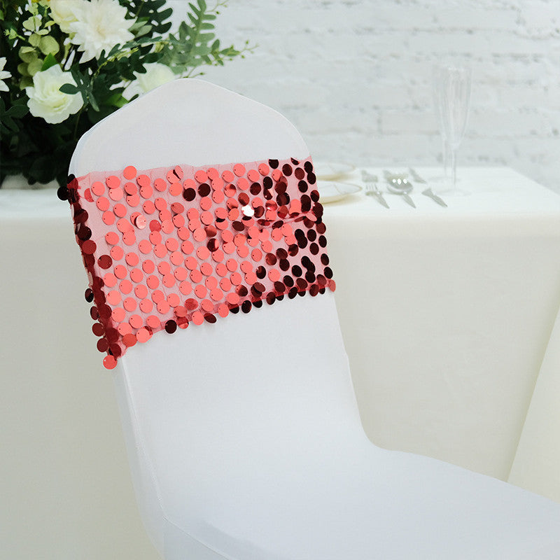 Lofaris 13X10 Inch Gold Big Payette Sequin Chair Sash Bands