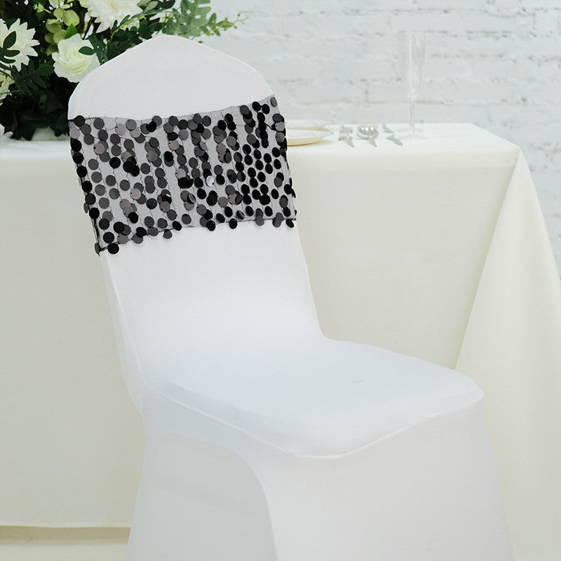 Lofaris 13X10 Inch Gold Big Payette Sequin Chair Sash Bands
