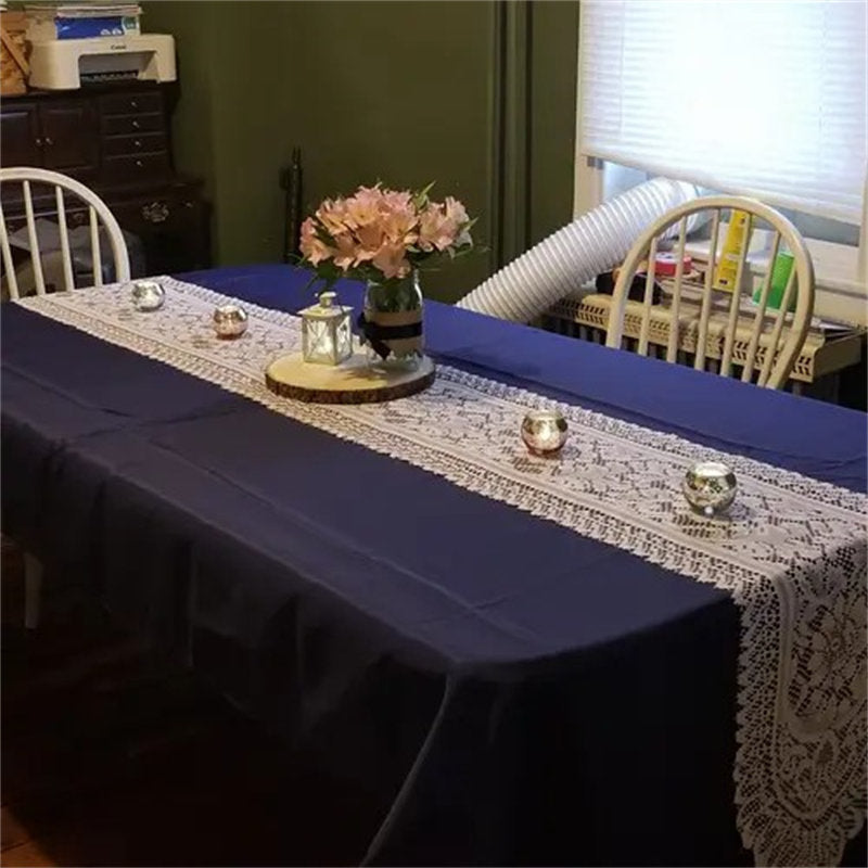Lofaris 13X72 Inch White Lace Floral Embroidered Table Runner