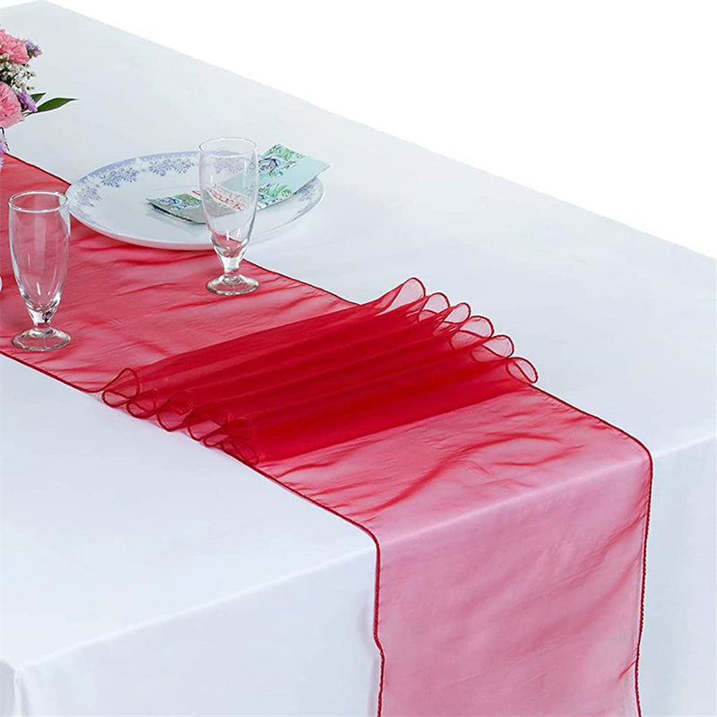 Lofaris 12X108 Inch Ivory Sheer Organza Table Runner For Decor