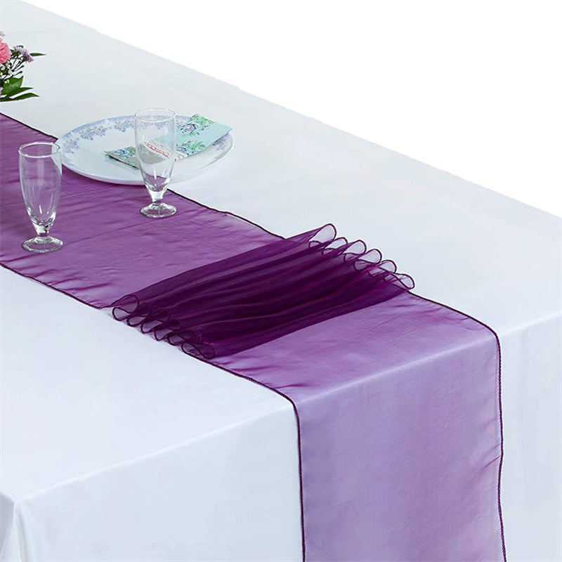 Lofaris 12X108 Inch Ivory Sheer Organza Table Runner For Decor