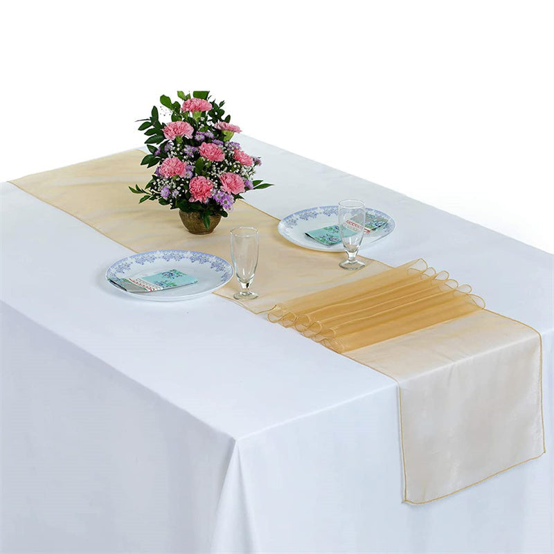 Lofaris 12X108 Inch Ivory Sheer Organza Table Runner For Decor