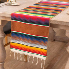 Lofaris 14X108 Inch Mexican Serape Tassels Fiesta Table Runner
