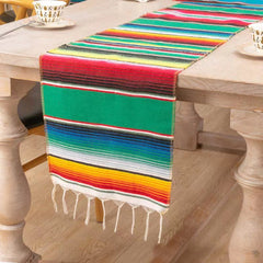 Lofaris 14X108 Inch Mexican Serape Tassels Fiesta Table Runner