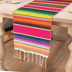 Lofaris 14X108 Inch Mexican Serape Tassels Fiesta Table Runner