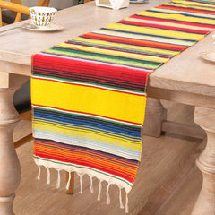Lofaris 14X108 Inch Mexican Serape Tassels Fiesta Table Runner