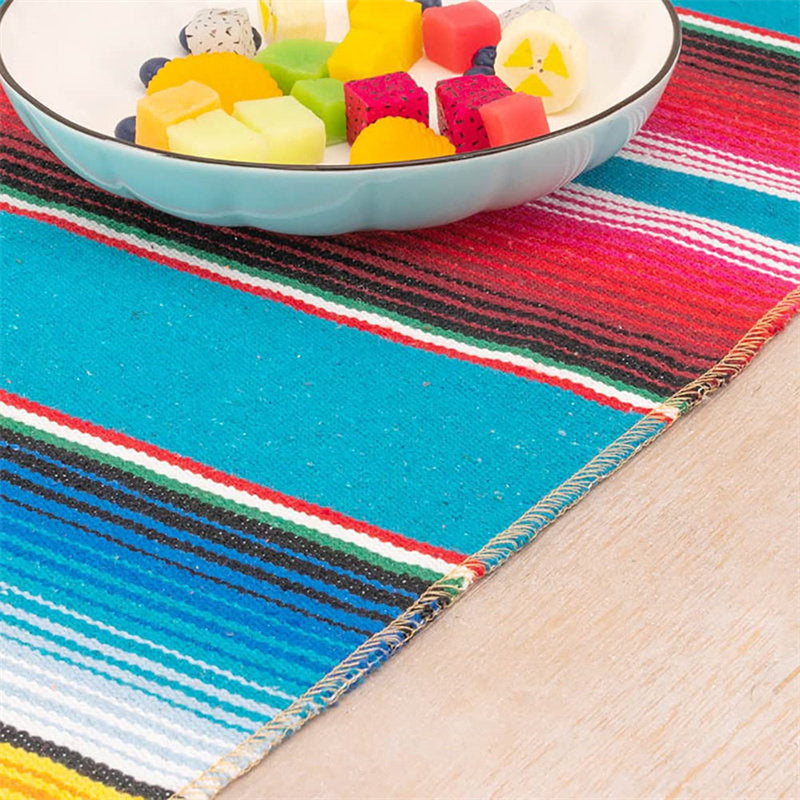 Lofaris 14X108 Inch Mexican Serape Tassels Fiesta Table Runner