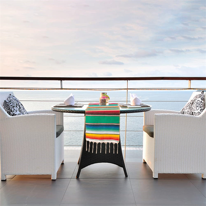 Lofaris 14X108 Inch Mexican Serape Tassels Fiesta Table Runner