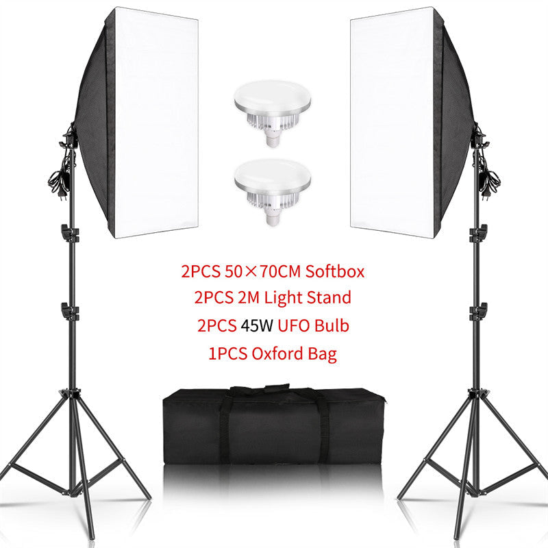 Lofaris 2 Pcs Black Photography Softbox Lights Foldable Stand