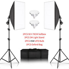 Lofaris 2 Pcs Black Photography Softbox Lights Foldable Stand