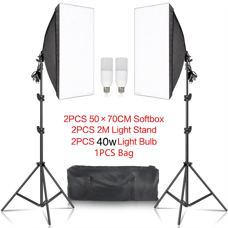 Lofaris 2 Pcs Black Photography Softbox Lights Foldable Stand